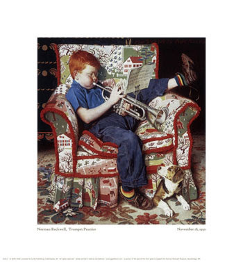 trumpet playing boy norman rockwell